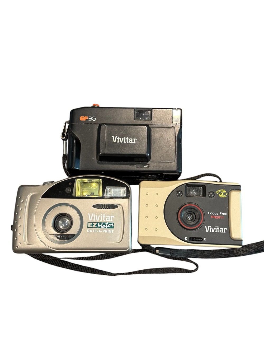 Vivitar LOT 3 vintage cameras EF35 EZ Motor date-a-print Focus Free PN2011